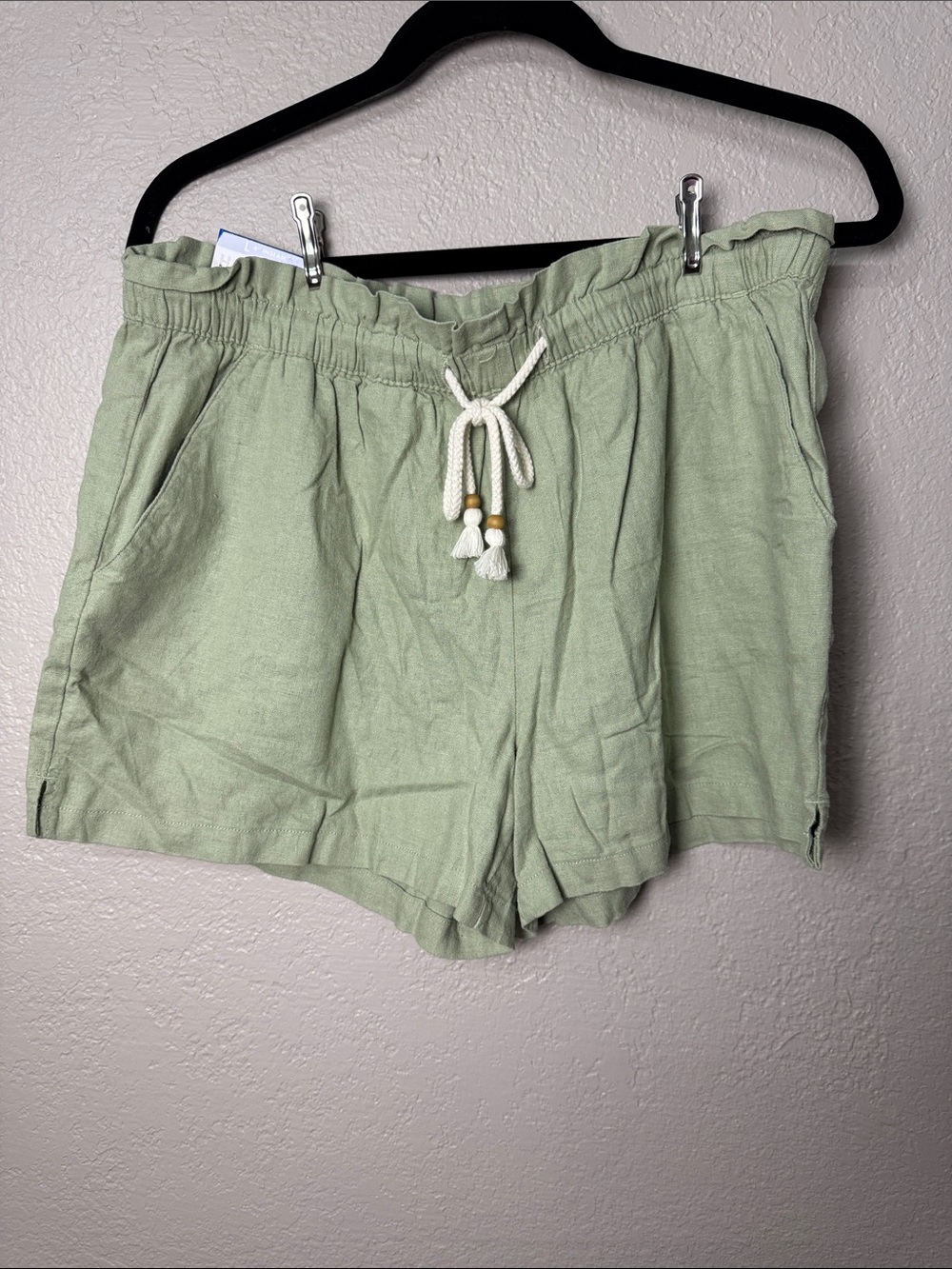 Hang Ten Light Sage Green High-Waist Drawstring Shorts